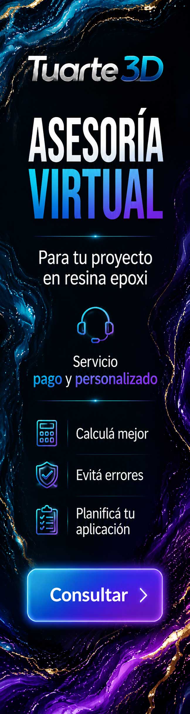 Asesoría virtual personalizada de resina epoxi para calcular, evitar errores y planificar proyectos