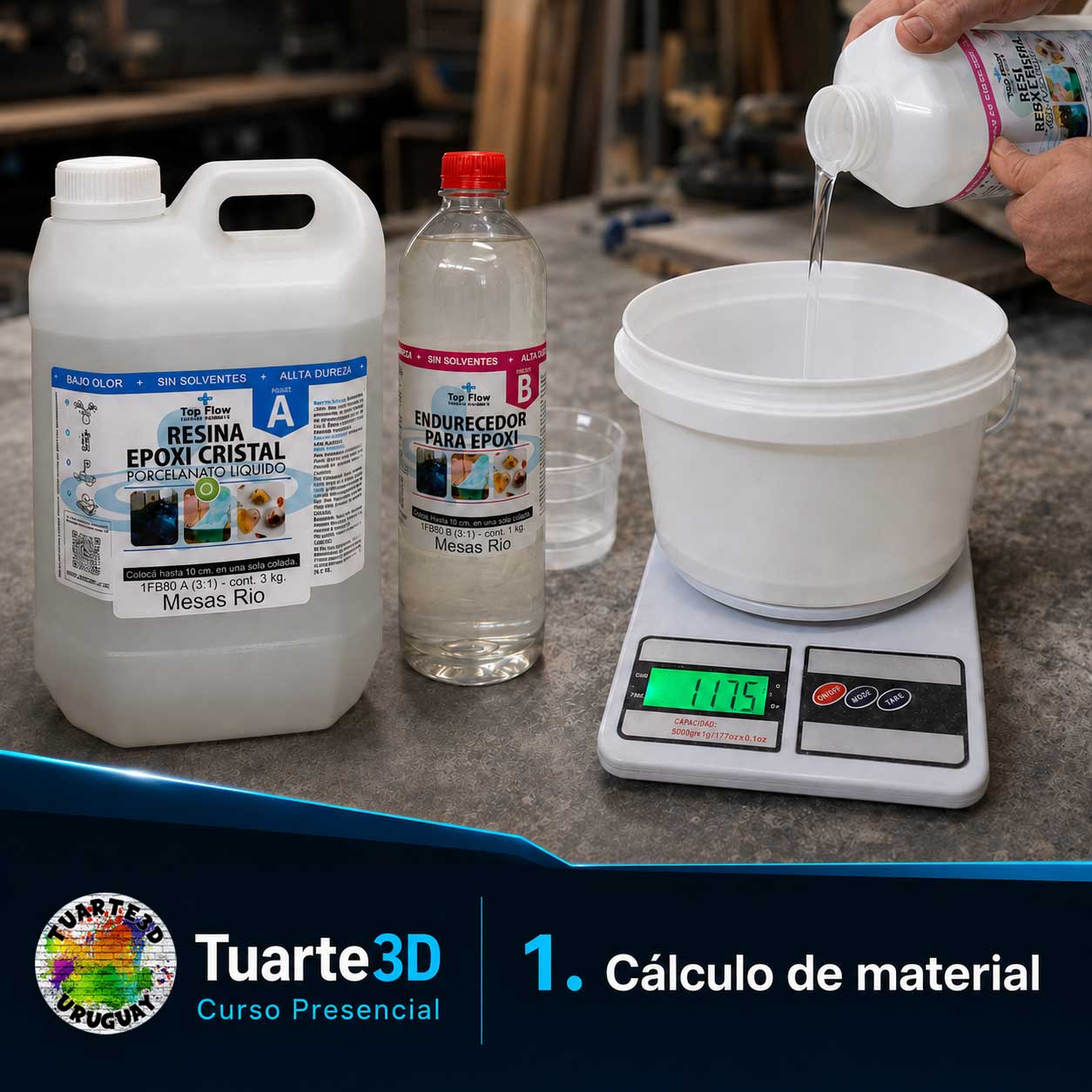 Cálculo de material para trabajos con resina epoxi
